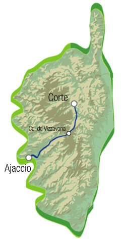 Itinéraire Ajaccio - Corte itineraire